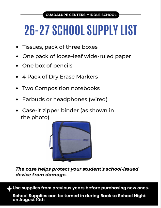 26-27 School Supplies List