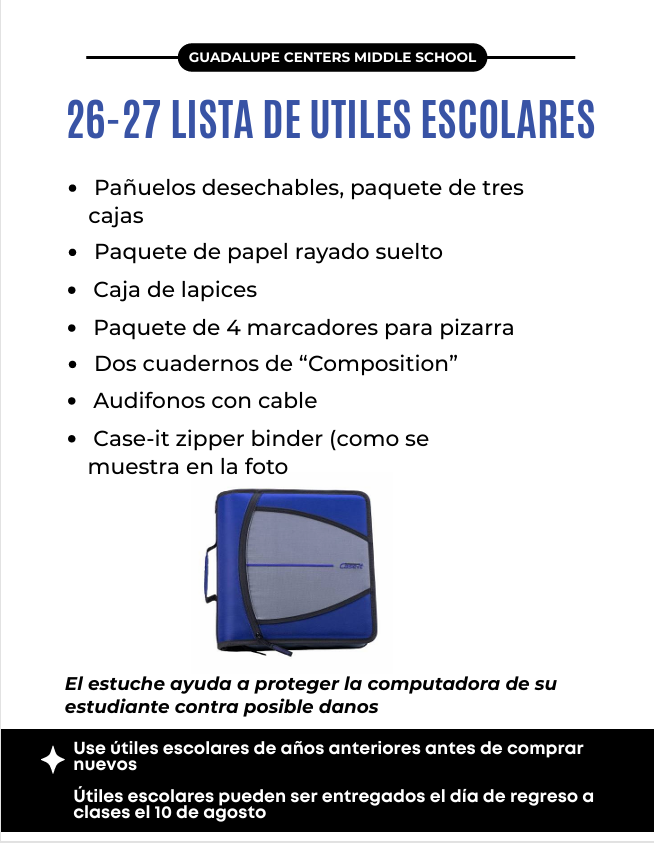 26-27 School Supplies List
