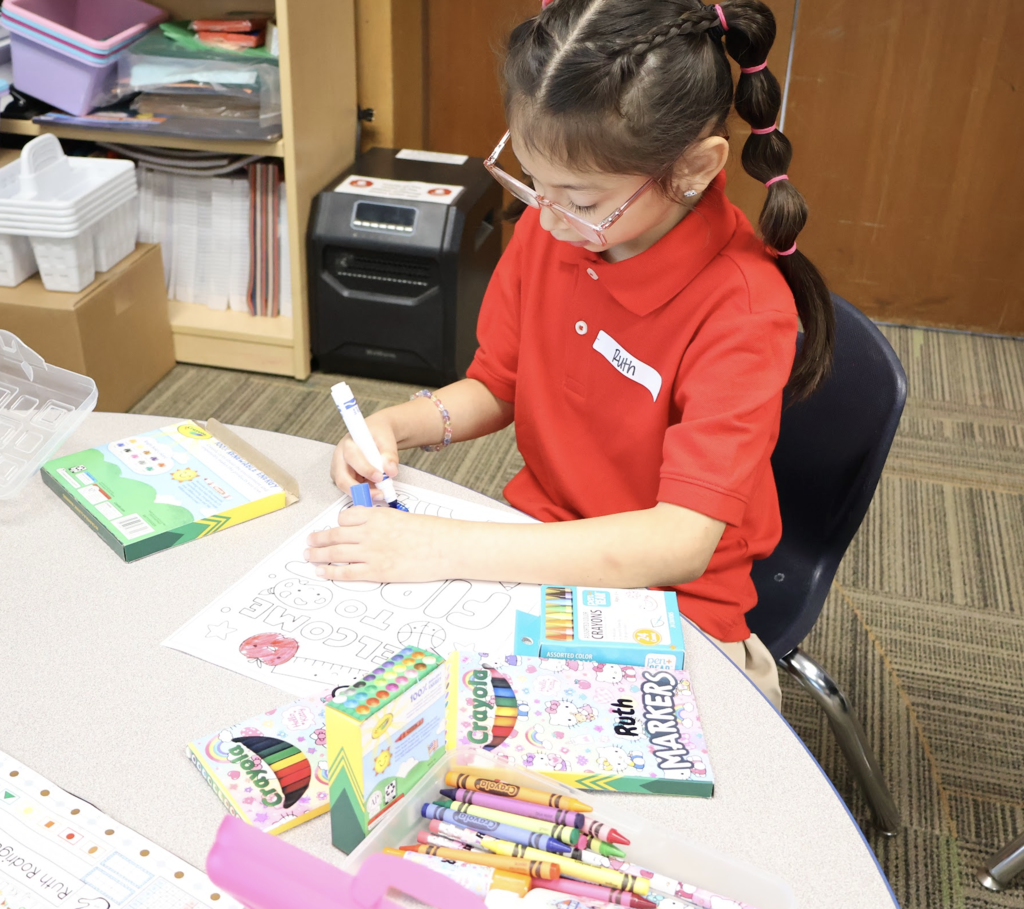 GCES student drawing and coloring