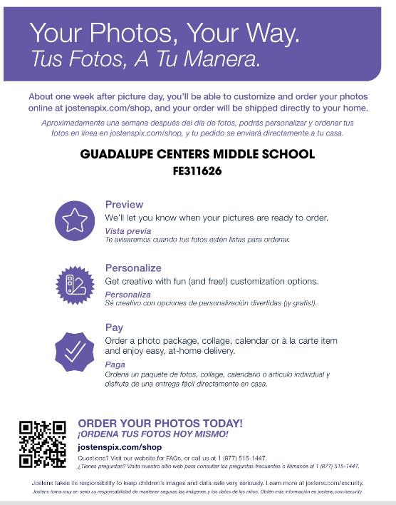 picture day flyer in both english and spanish