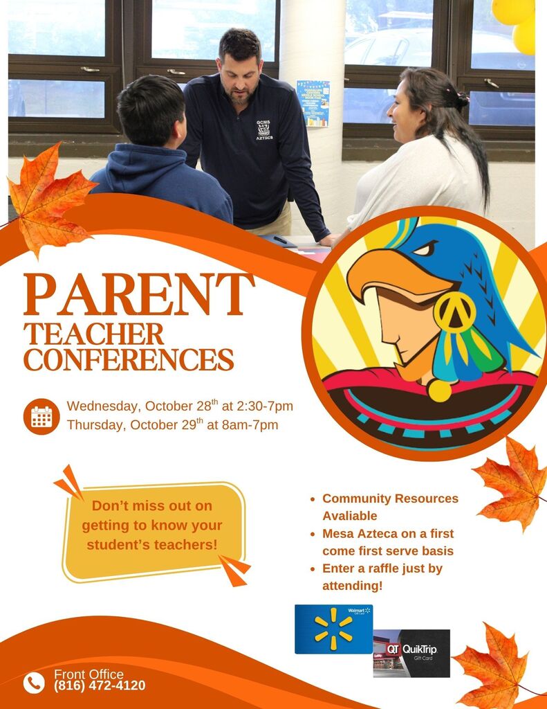 fall themed flyer to announce parent teacher conferences
