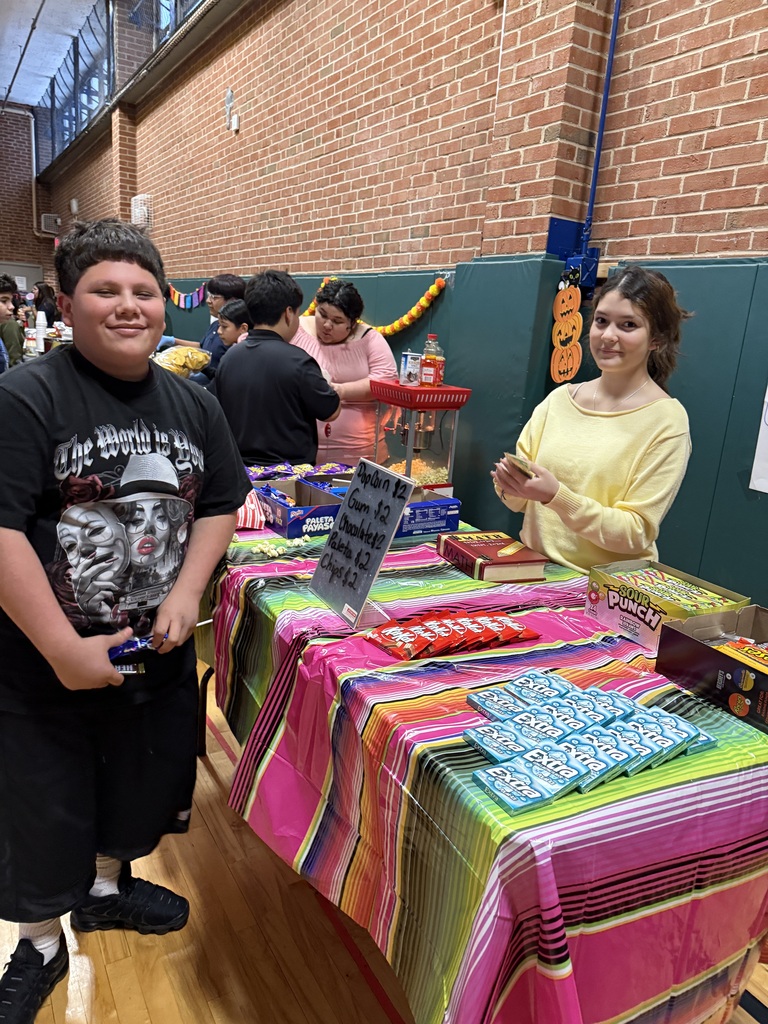 students at the stand