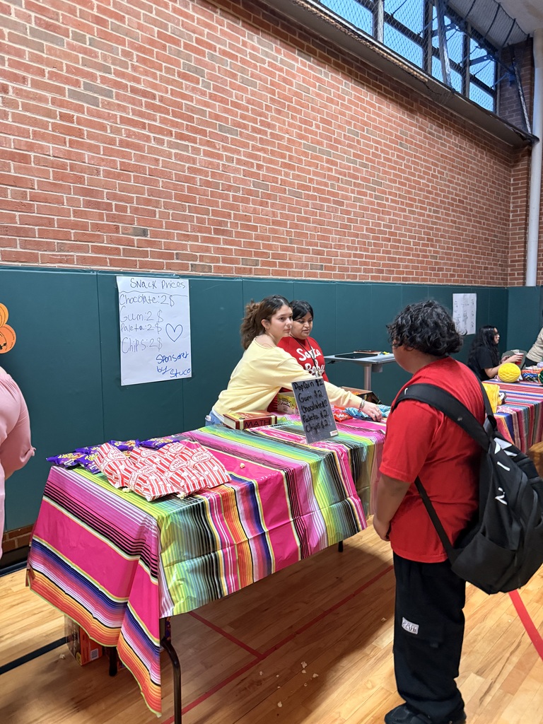 students at the stand