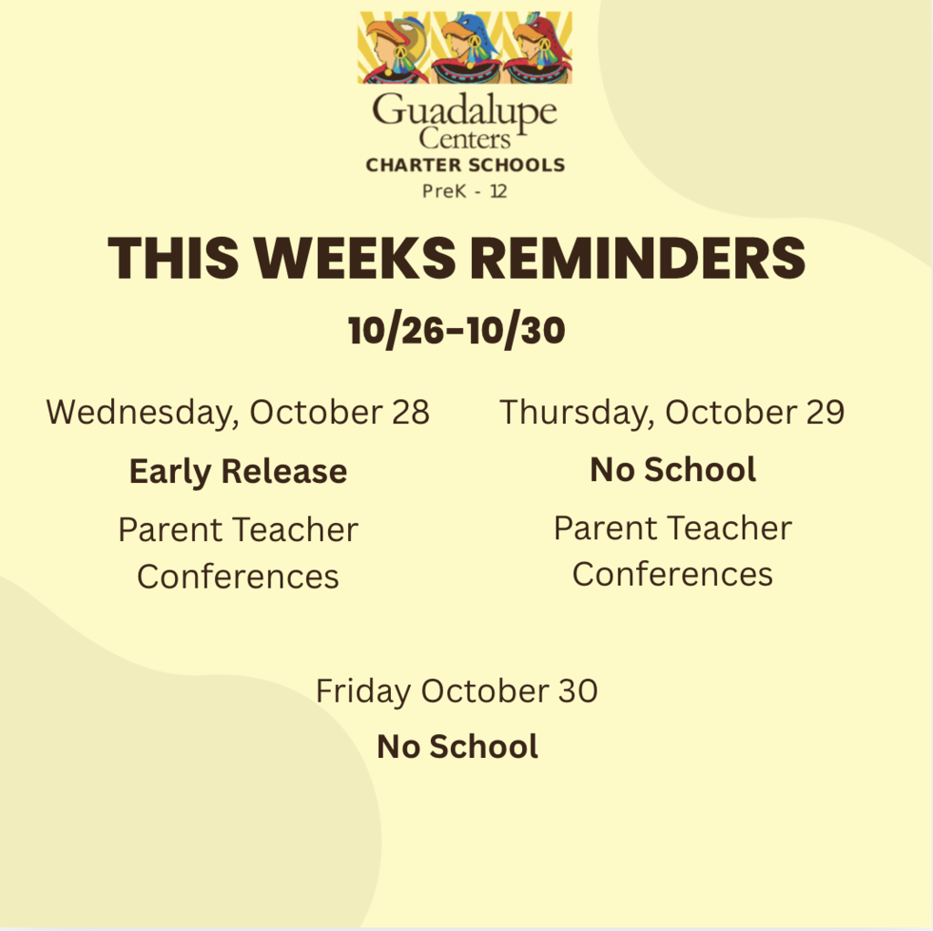 This Weeks reminders