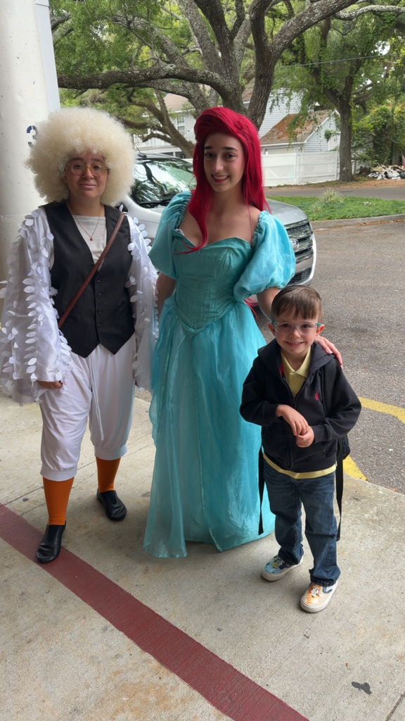 Cast members of Gulfport High School's Admiral Little Theater production of The Little Mermaid greeting our students