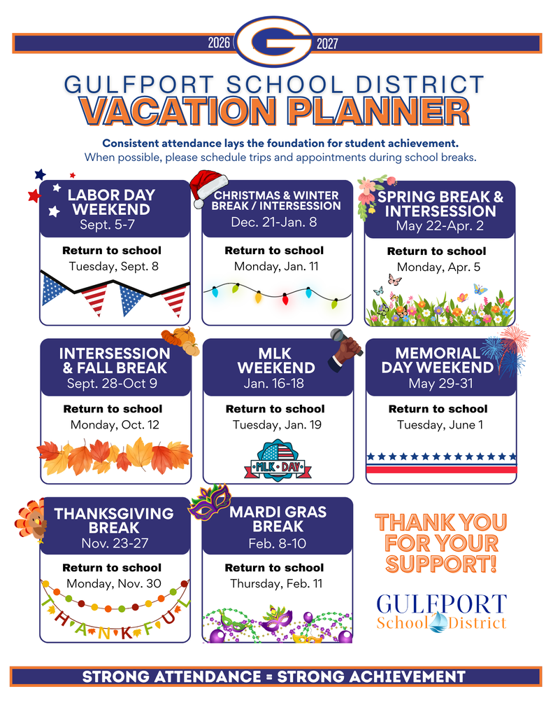 GSD School Calendar for 2026-2027