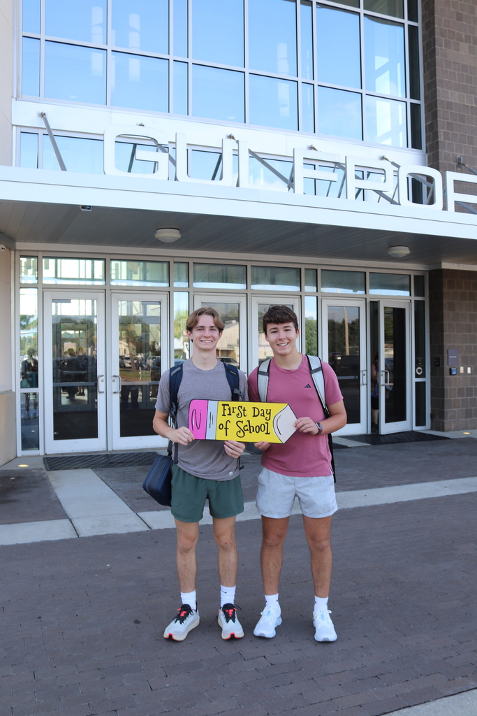 First Day of School two students in front of Gulfport High School. 