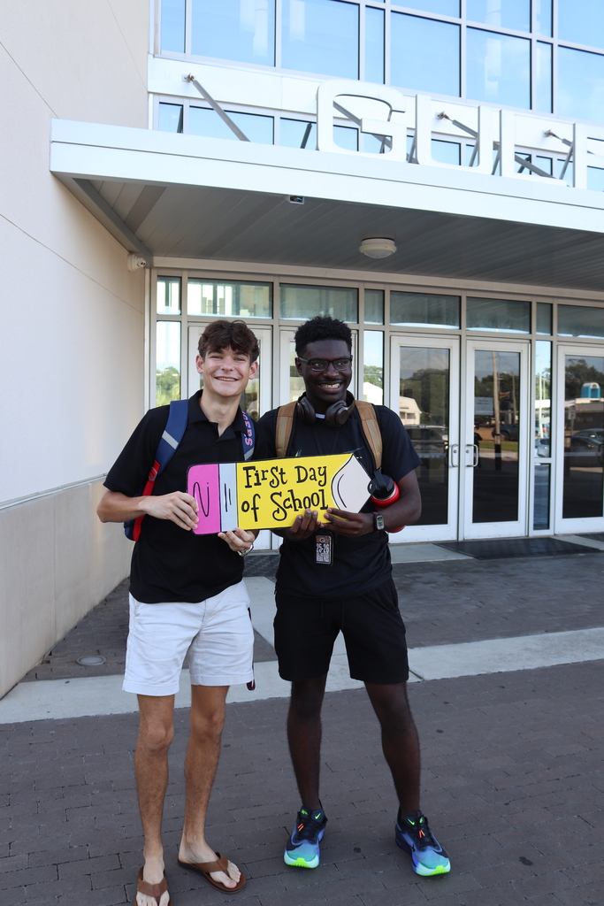 First Day of School two students in front of Gulfport High School. 