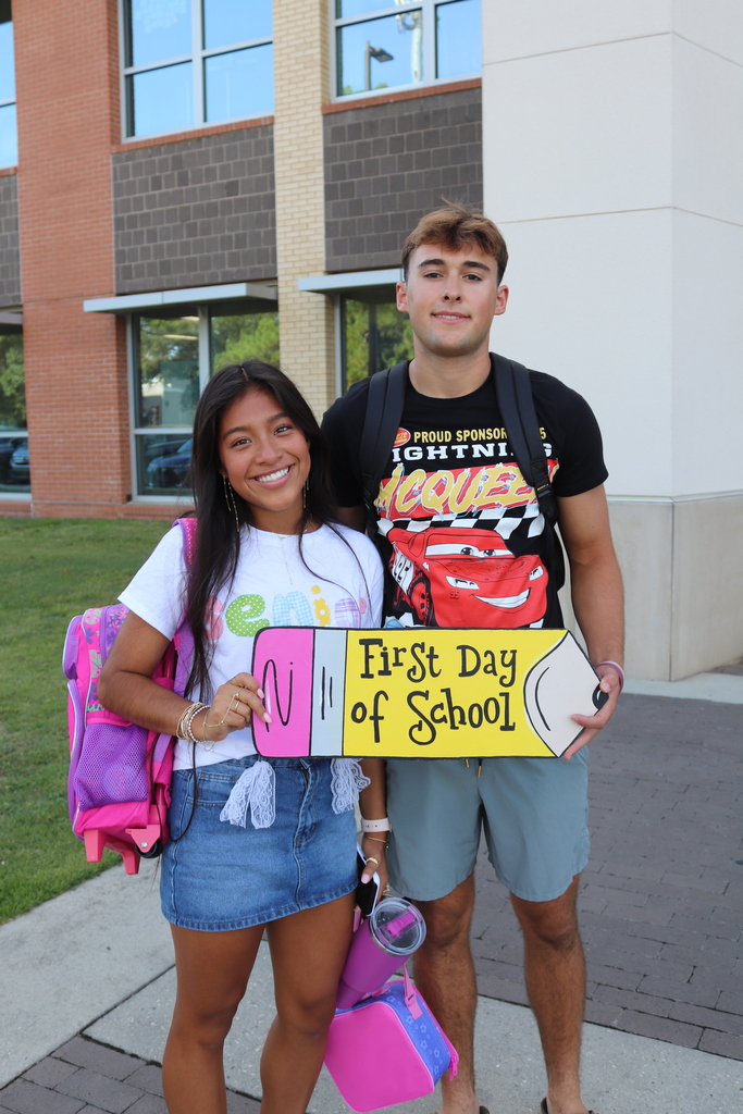 First Day of School two students in front of Gulfport High School. 