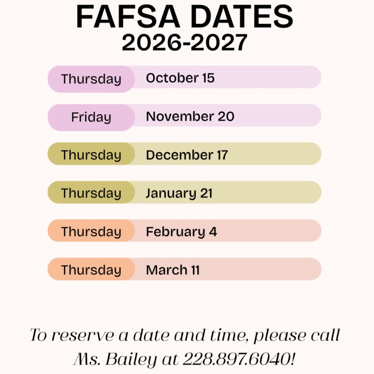 FAFSA flyer for reserving a date and time to meet with counselors.