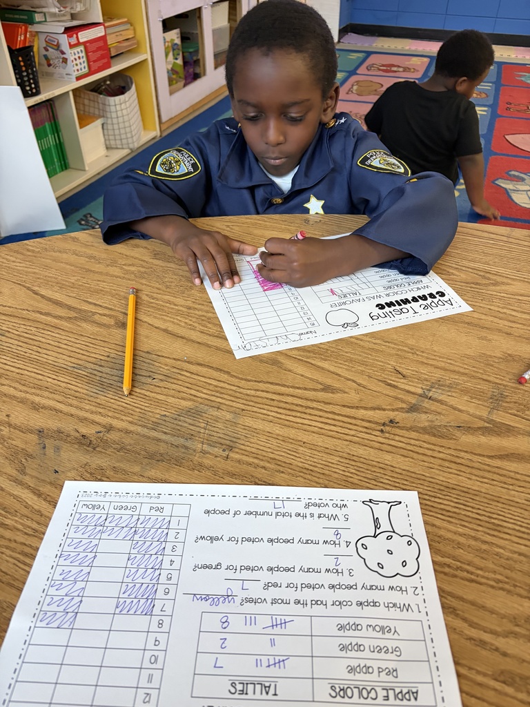 A student working on a worksheet, making a tally chart and a graph