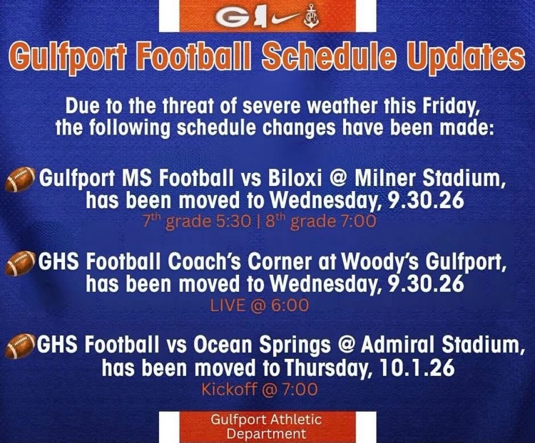 Football Schedule Changes This Week