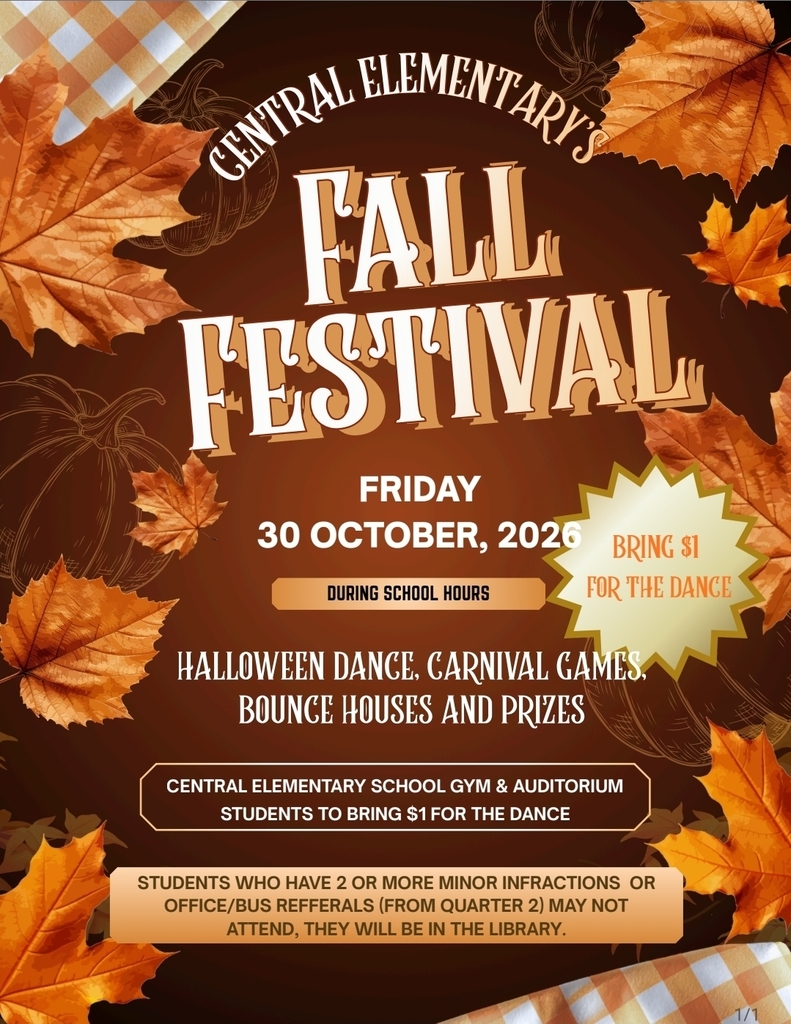 A fall flyer for our Fall Festival, with leaves and pumpkins in the background: the Fall Festival is on Friday, October 30th during school hours and includes many fun activities; students need to bring $1 for the dance
