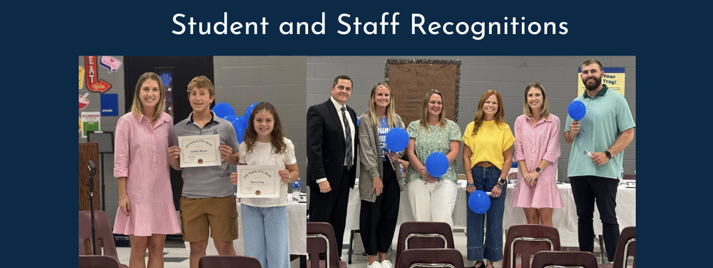Students and staff being recognized by the school board.
