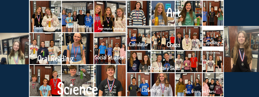 many students wearing medals.