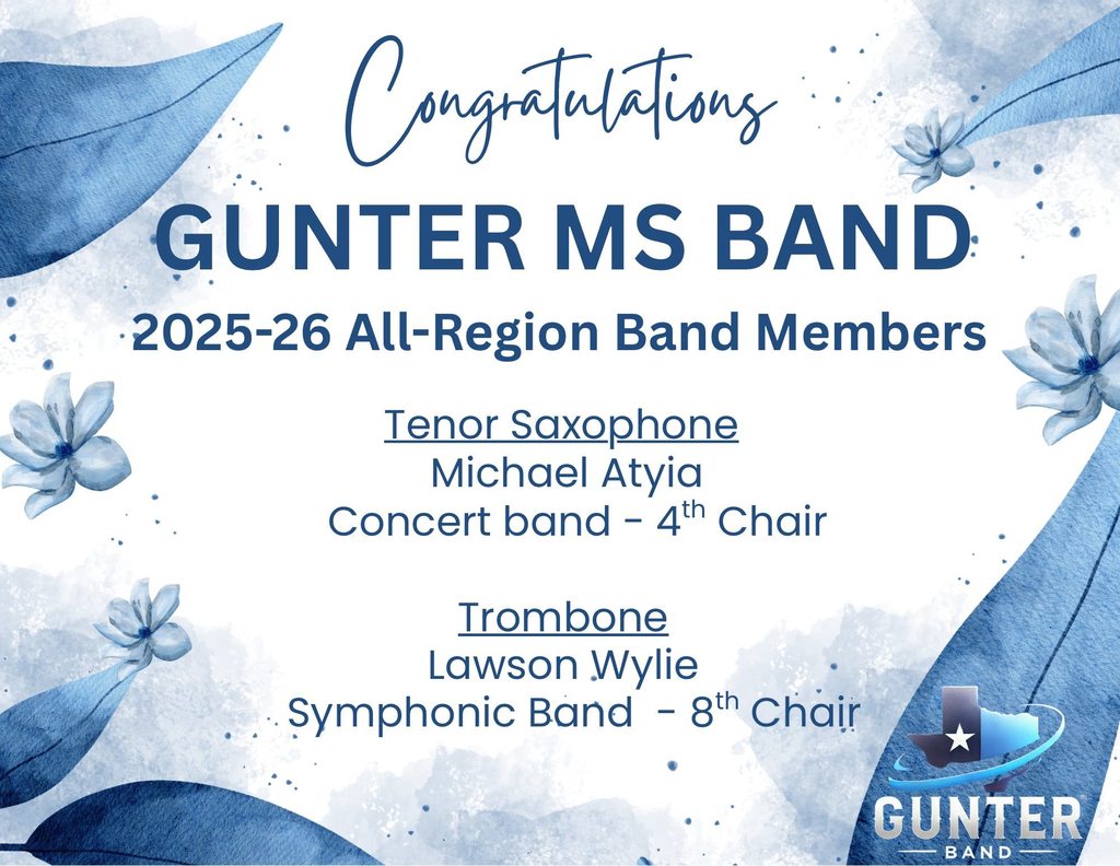 Congratulations to all of our students who auditioned last night for a spot in the MS All-Region Bands! We are so proud of Michael and Lawson on earning a spot last night! 400+ students from 17 different schools compete at this competition! The students who earn a spot are truly the best of the best in our region!