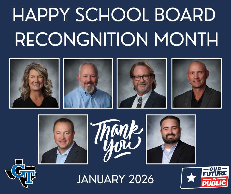 January is School Board Recognition Month. We are grateful for the leadership, dedication, and vision of the Gunter ISD Board of Trustees. Their commitment helps create opportunities and support success for every student, every day.