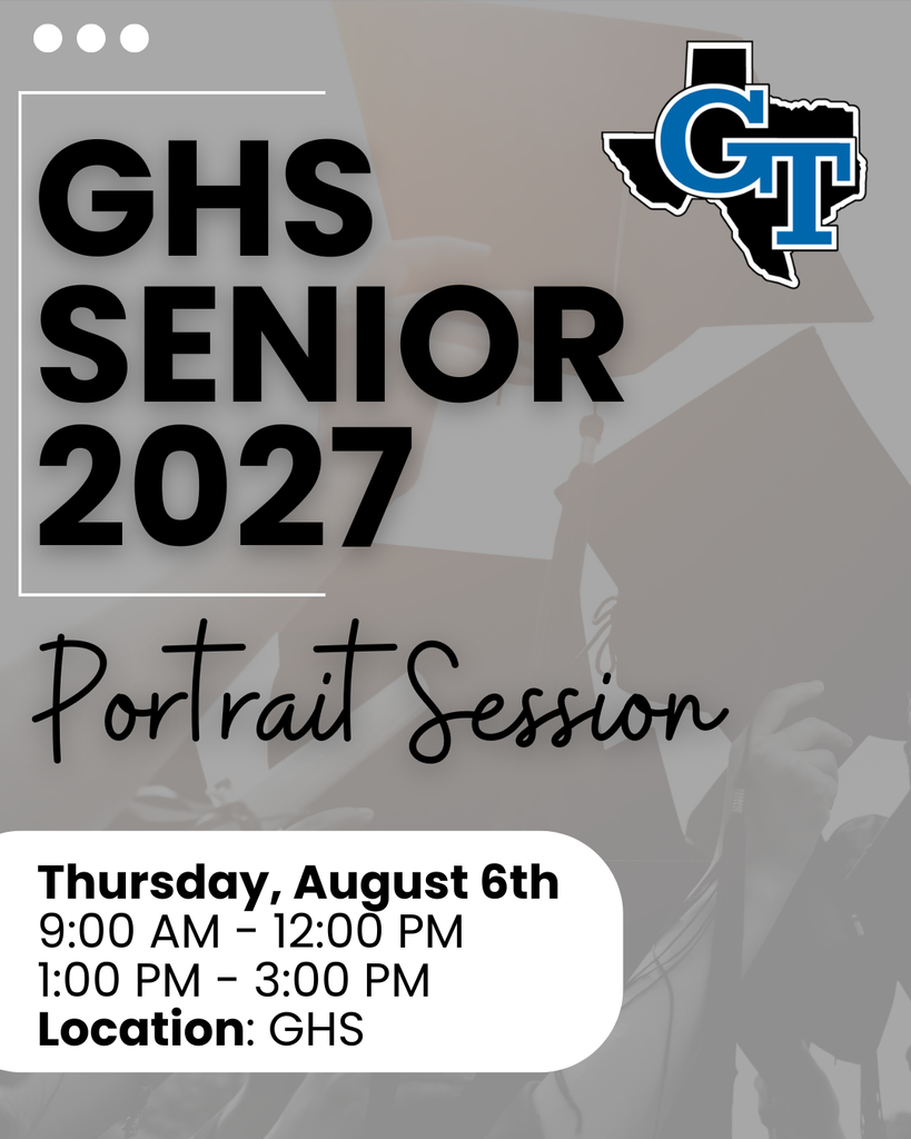 An announcement for a GHS Senior 2027 Portrait Session. Details include date, time, and location.