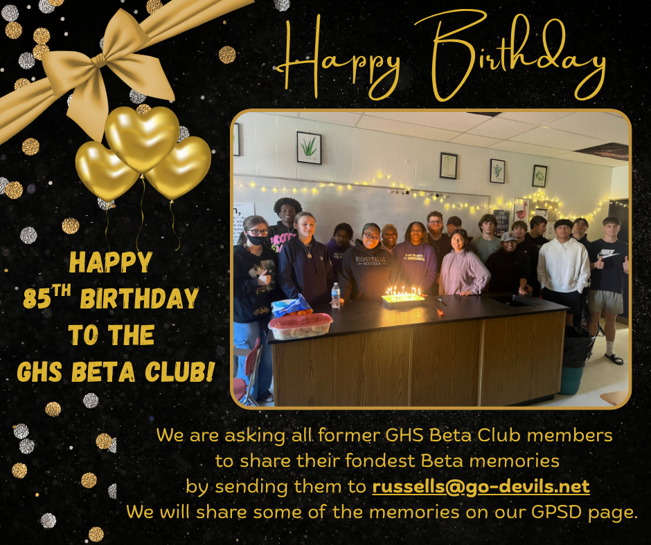 Happy 85th Birthday to the GHS Beta Club!