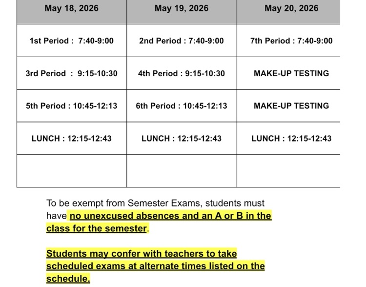 Exam Schedule 