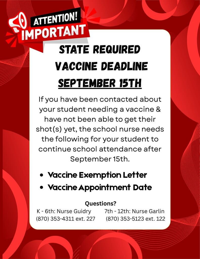 State Required Vaccine Deadline
