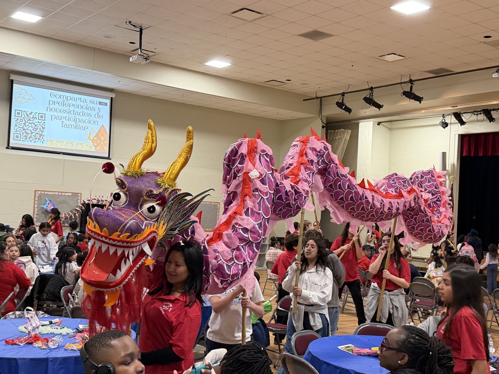 chinese dragon moving through the gym with tables