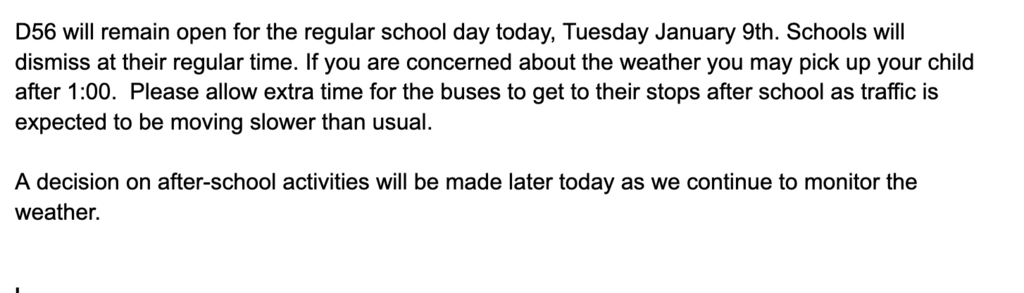 Inclement Weather Message