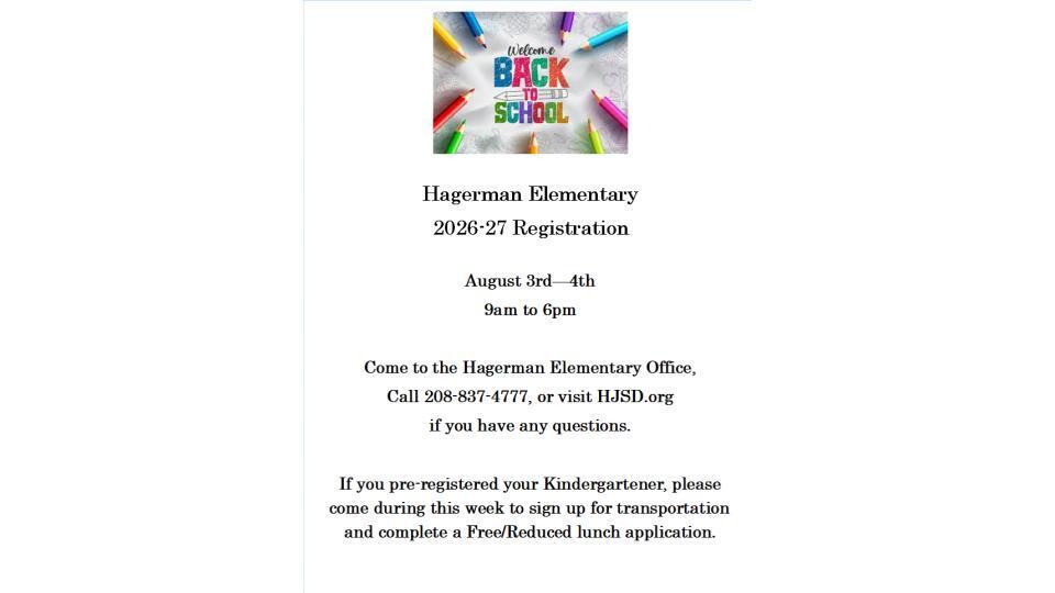 Elementary 2026-27 Registration Dates