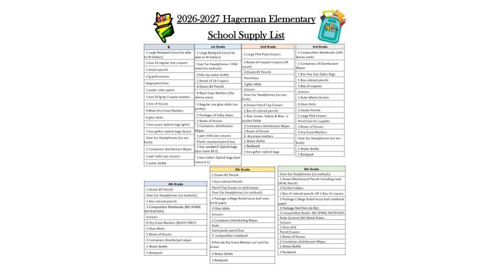 Elem Supply List