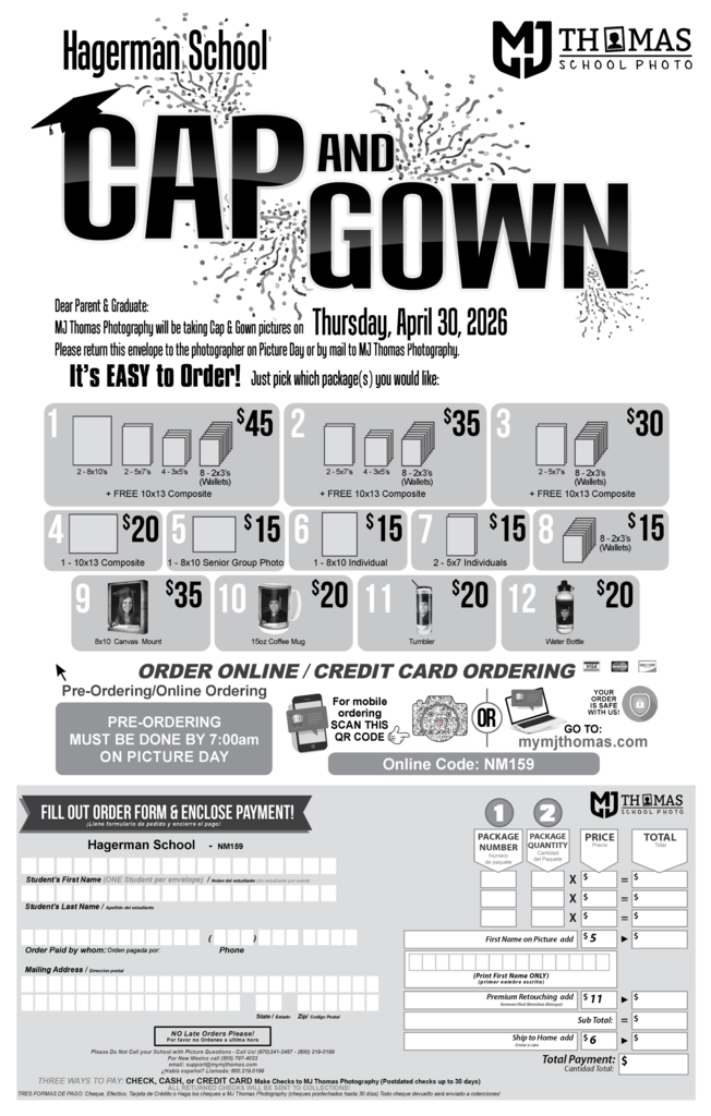 Cap & Gown Picture Order Form