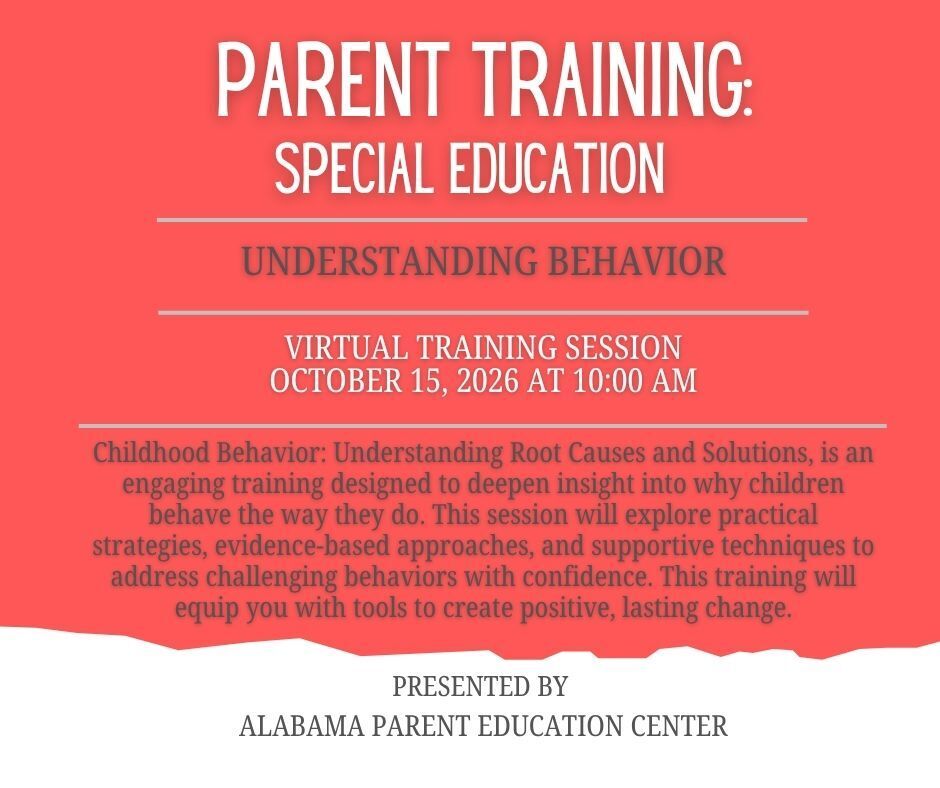 Virtual Parent Training Opportunity-Understanding Behavior-October 15, 2026