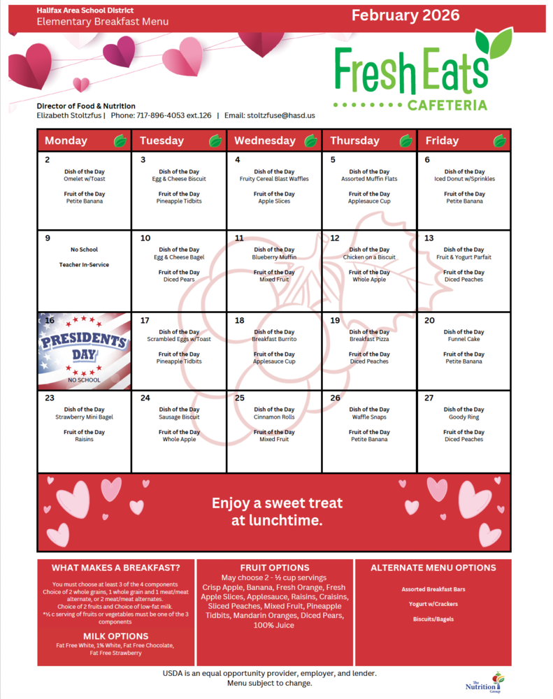 February Breakfast Menu