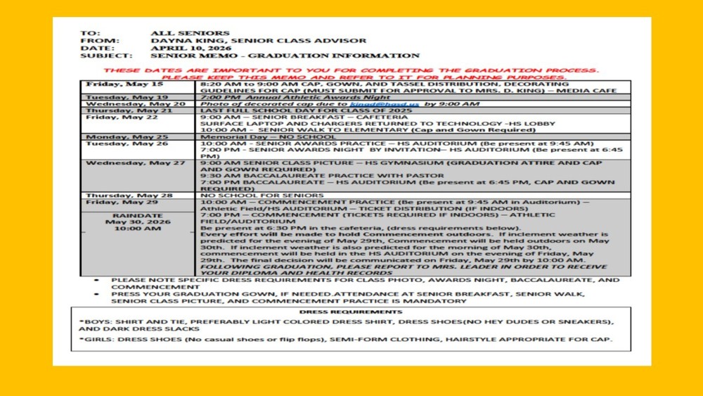 Class of 2026 Senior Memo