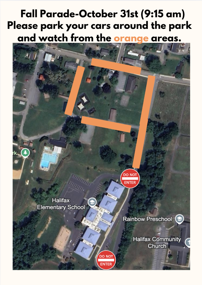 Map of where to park and watch the parade