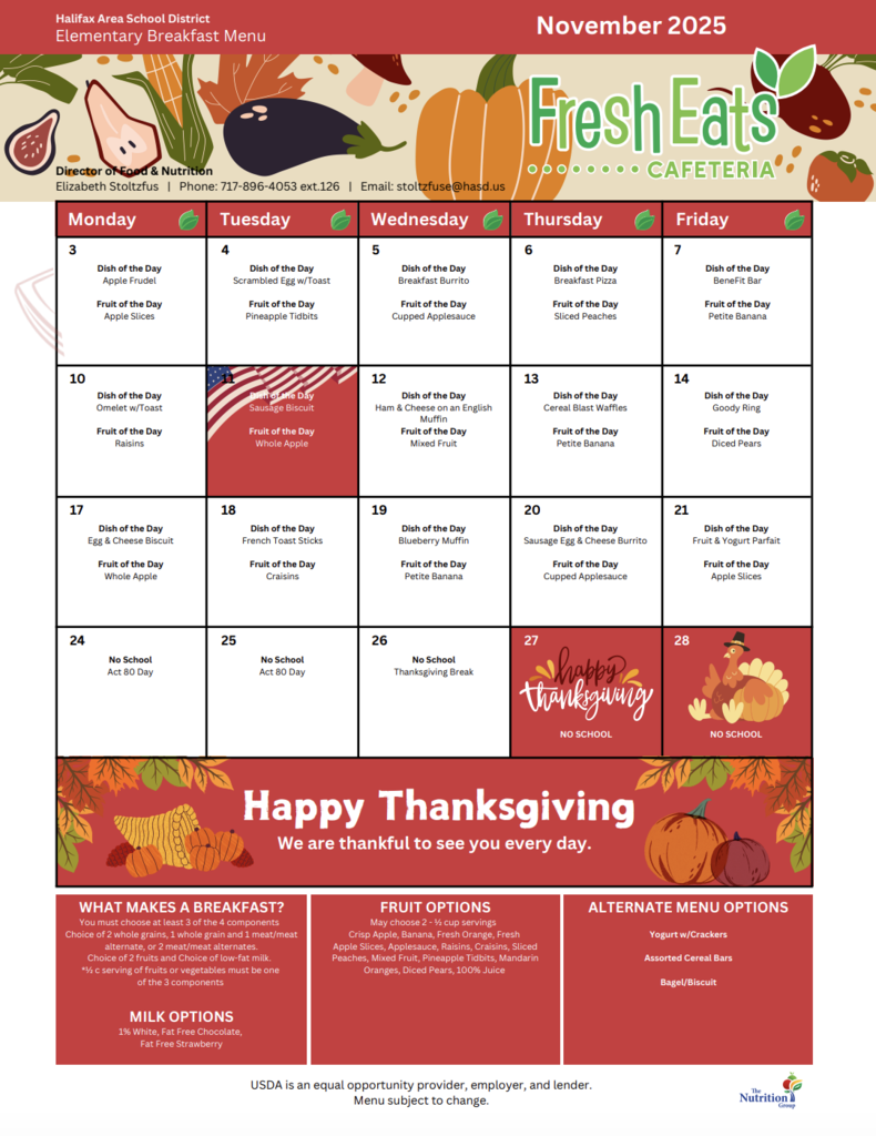 November Breakfast Menu