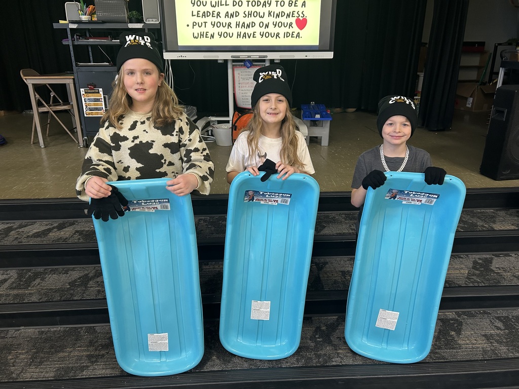 PBIS Monthly drawing winners of sleds, Wildcat hats, sports pass, and gloves