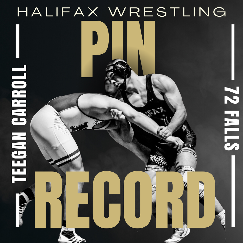 RECORD ALERT! Teegan Carroll now holds the all-time Halifax Wrestling record for pins at 72 and counting! He passes 2017 graduate Jake Paul who had 71. Congrats to Teegan and good luck at Regionals!