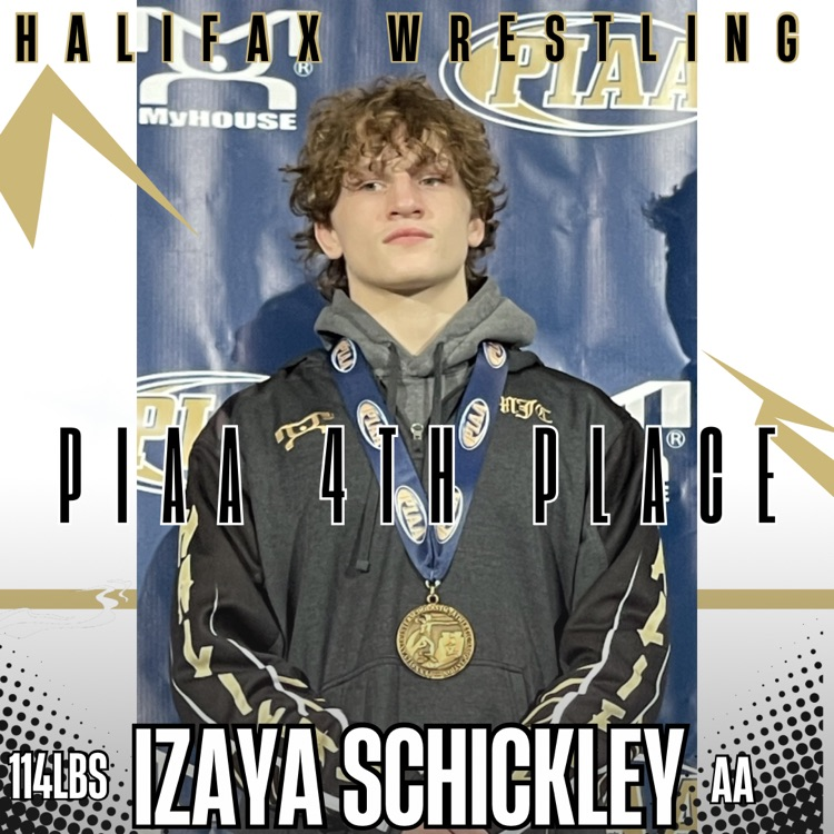 Izzy Schickley posing with his 4th place PIAA medal for wrestling at 114lbs for AA. 