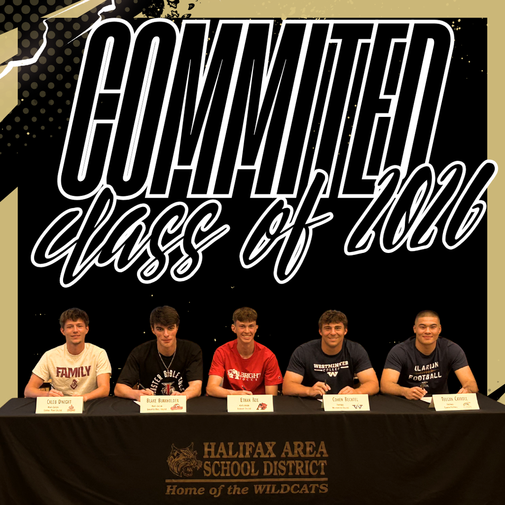 Committe Class of 2026 athletes: Pictured are Caleb Dwight, Blake Burkholder, Ethan Roe, Cohen Becthel, and Teegan Carroll