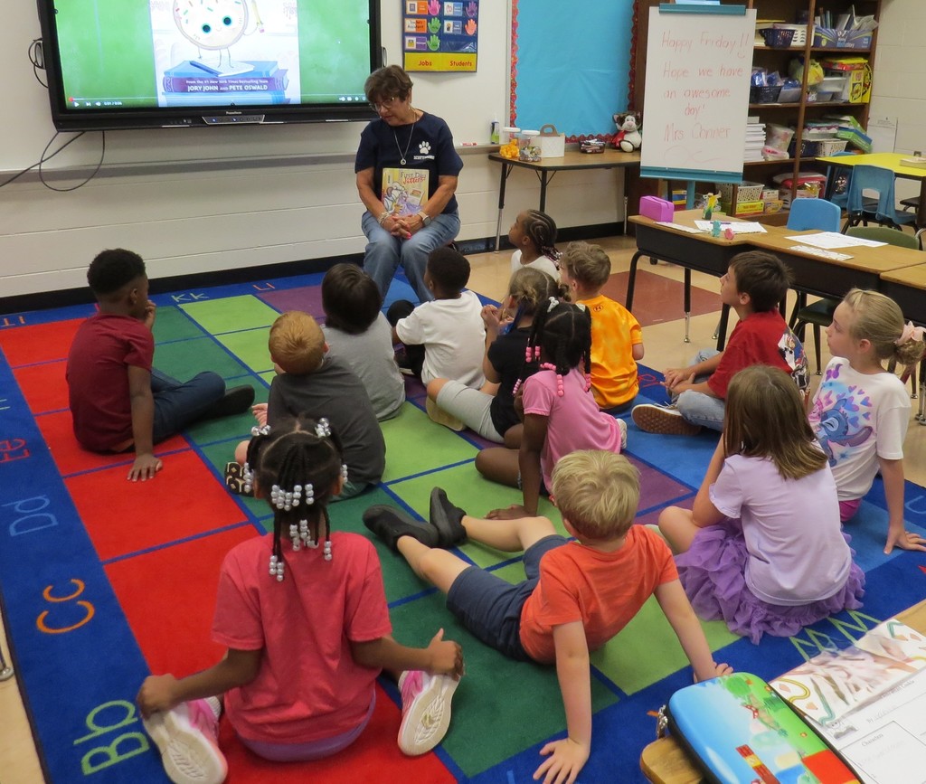 Second Graders at Scottsburg Elementary Enjoyed the Book "First Day Jitters" by Julie  Danneberg