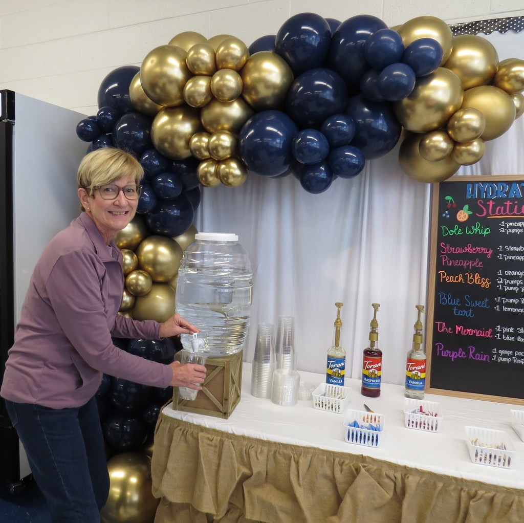 Faculty and Staff at Scottsburg Elementary Enjoy the "Hydration Station" Provided by the PTO
