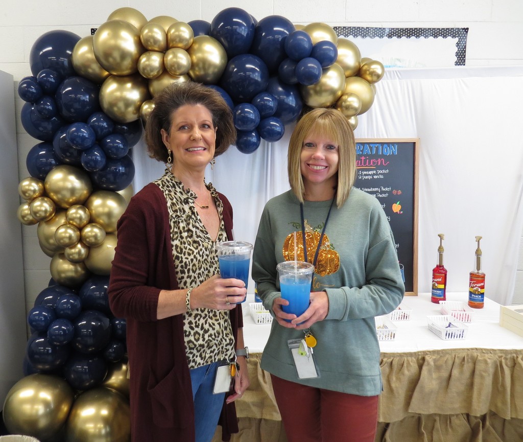 Faculty and Staff at Scottsburg Elementary Enjoy the "Hydration Station" Provided by the PTO