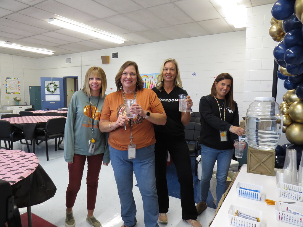 Faculty and Staff at Scottsburg Elementary Enjoy the "Hydration Station" Provided by the PTO