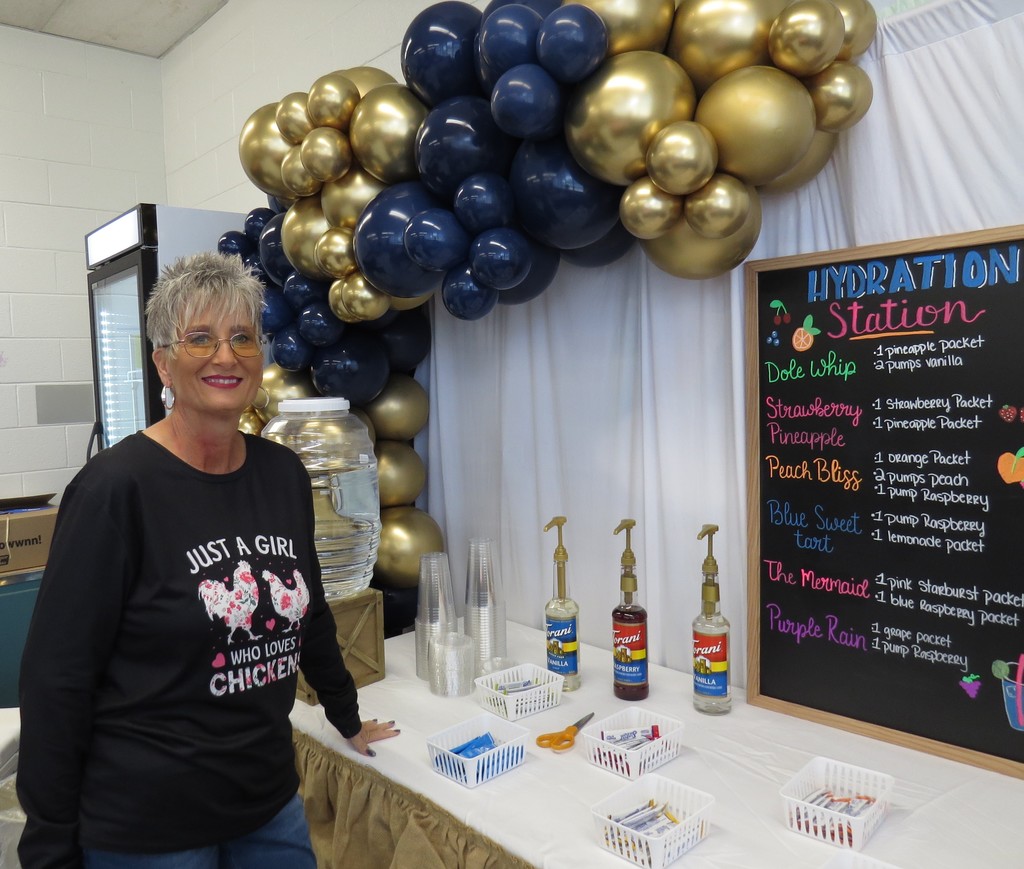 Faculty and Staff at Scottsburg Elementary Enjoy the "Hydration Station" Provided by the PTO