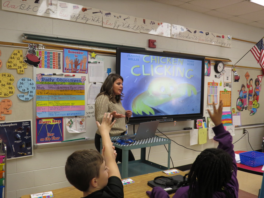 At Scottsburg Elementary during Digital Citizenship Week held October 20-24 ,2025,  Mrs. Khaela Powell, Instructional Technology Resource Teacher (ITRT), discussed internet safety with the students.