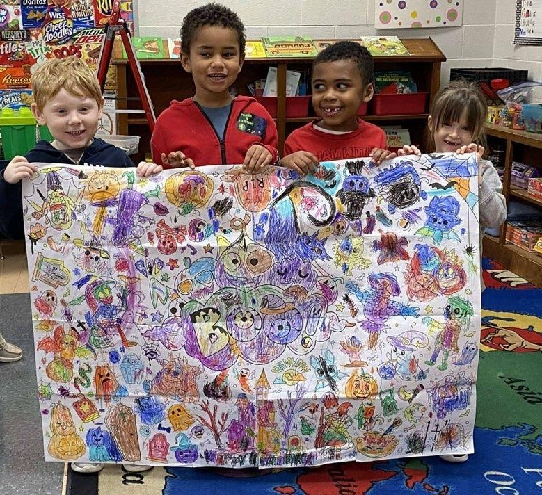 Students Work Together to Complete Halloween Posters