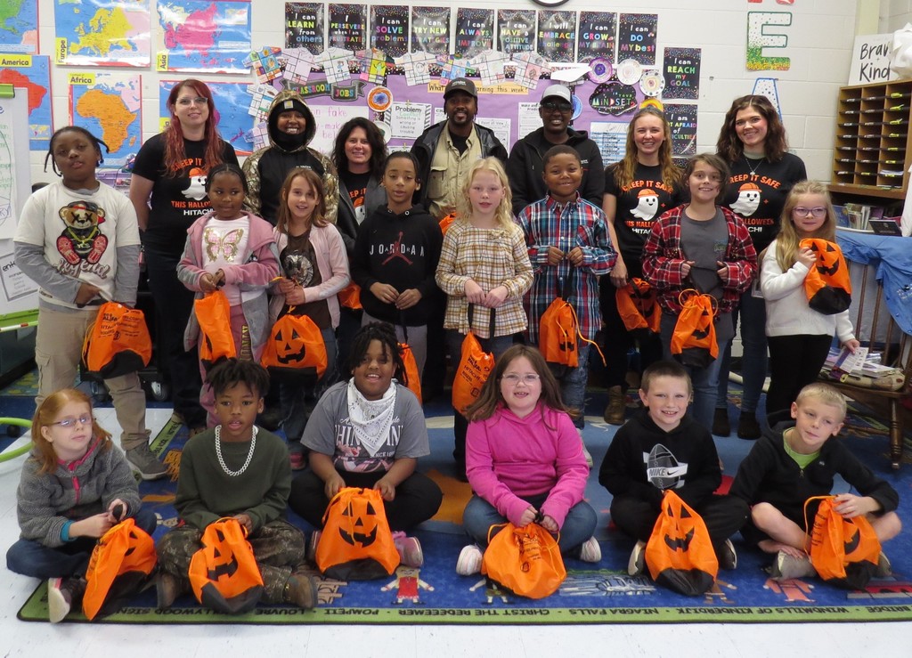 Hitachi Energy of South Boston Donate Halloween Bags to Scottsburg Elementary Students