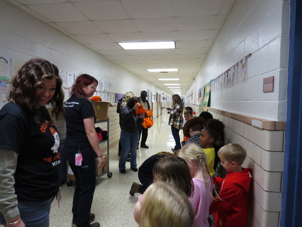 Hitachi Energy of South Boston Donate Halloween Bags to Scottsburg Elementary Students