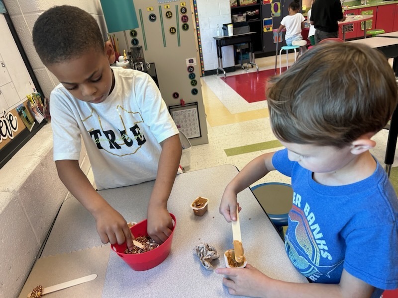 Ms. Snead's first graders make bird feeders