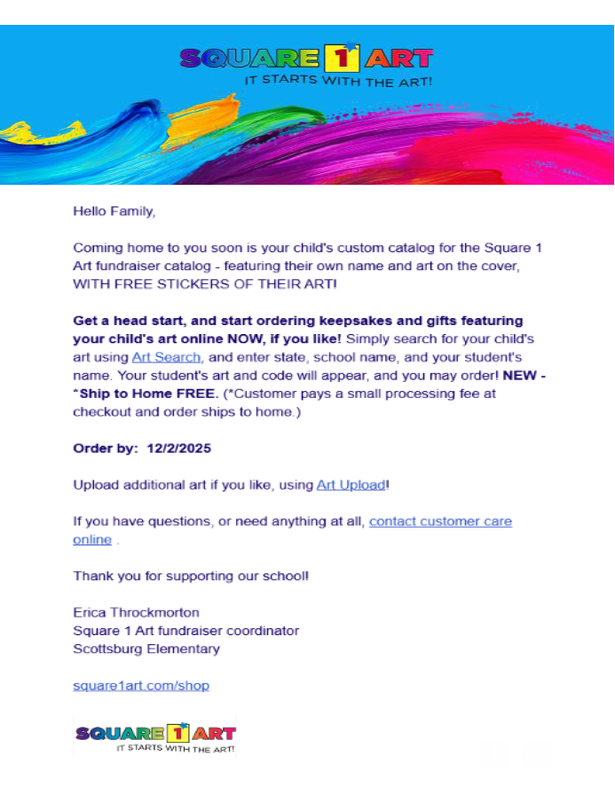 Square 1 Art Fundraiser at Scottsburg Elementary